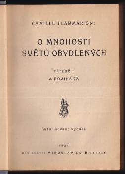 Camille Flammarion: O mnohosti světů obydlených