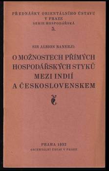O možnostech přímých hospodářských styků mezi Indií a Československem