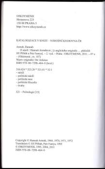 Hannah Arendt: O násilí