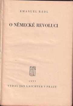 Emanuel Rádl: O německé revoluci