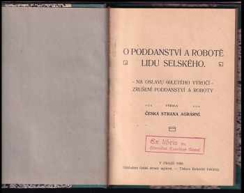 O poddanství a robotě lidu selského