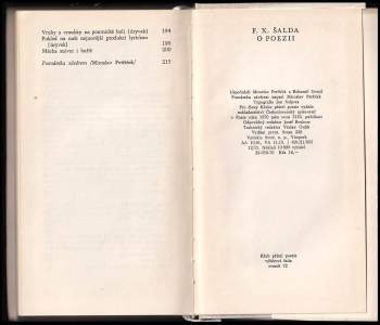F. X Šalda: O poezii