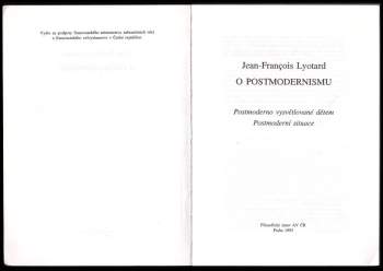Jean-François Lyotard: O postmodernismu