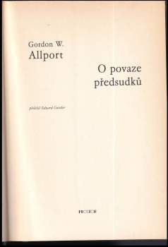 Gordon Willard Allport: O povaze předsudků