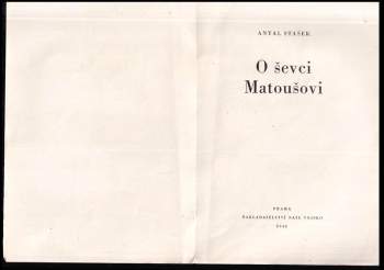 Antal Stašek: O ševci Matoušovi