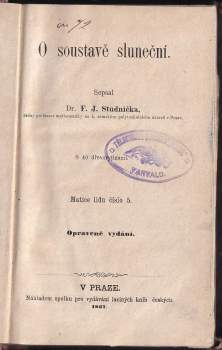 František Josef Studnička: O soustavě sluneční