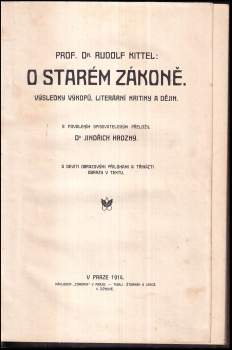Rudolf Kittel: O starém zákoně