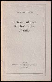 O stavu a úkolech literární theorie a kritiky