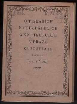 O tiskařích, nakladatelích a knihkupcích v Praze za Josefa II