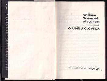 William Somerset Maugham: O údělu člověka