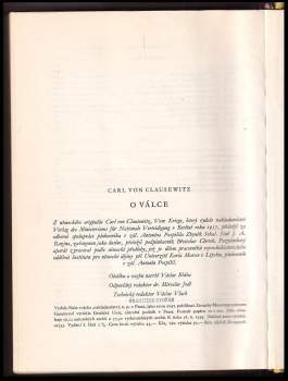 Carl von Clausewitz: O válce