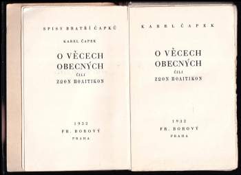 Karel Čapek: O věcech obecných, čili, Zoon politikon