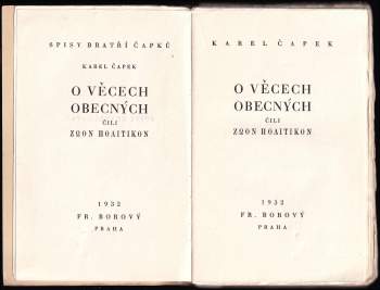 Karel Čapek: O věcech obecných, čili, Zoon politikon