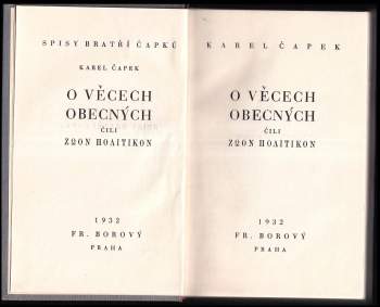 Karel Čapek: O věcech obecných, čili, Zoon politikon