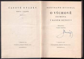 Bertrand Russell: O výchově zejména v raném dětství