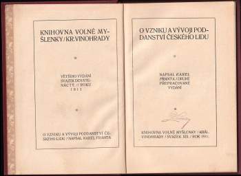 Karel Franta: O vzniku a vývoji poddanství českého lidu