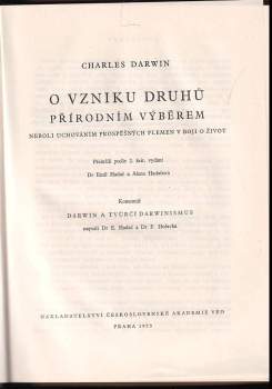Charles Darwin: O vzniku druhů přírodním výběrem