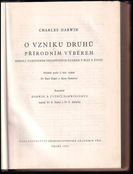 Charles Darwin: O vzniku druhů přírodním výběrem