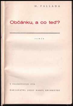 Hans Fallada: Občánku, a co teď? : Román