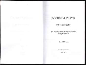 Karel Marek: Obchodní právo