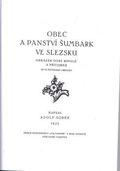 Adolf Sobek: Obec a panství Šumbark ve Slezsku