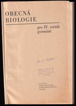Danuše Kvasničková: Obecná biologie pro IV. ročník gymnázií