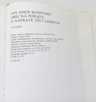 Jan Amos Komenský: Obecná porada o nápravě věcí lidských