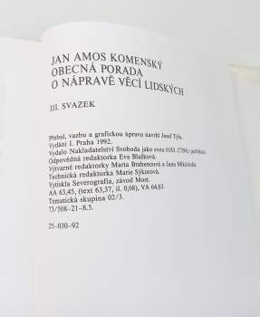 Jan Amos Komenský: Obecná porada o nápravě věcí lidských