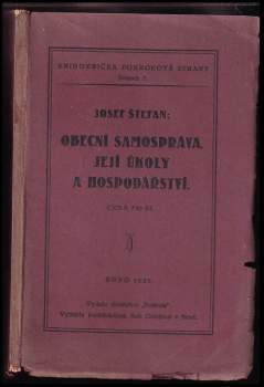 Obecní samospráva, její úkoly a hospodářství