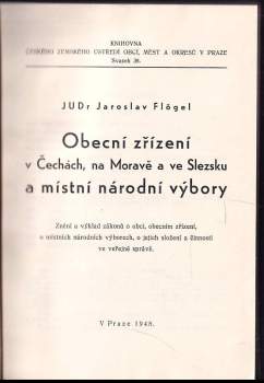 Jaroslav Flögel: Obecní zřízení v Čechách, na Moravě a ve Slezsku a místní národní výbory