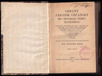 František Joklík: Obecný zákoník občanský pro republiku Československou