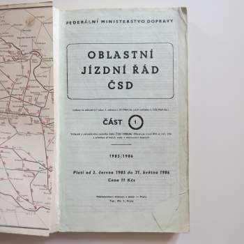 Oblastní jízdní řád ČSD 1985/1986. Část 1