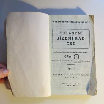 Oblastní jízdní řád ČSD 1987-1988