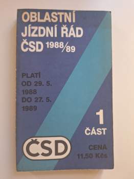 Oblastní jízdní řád ČSD 1988/89 (1.část)