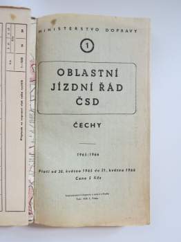 Oblastní jízdní řád ČSD Čechy 1965-1966