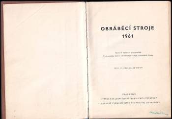 Obráběcí stroje 1961