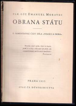 Emanuel Moravec: Obrana státu