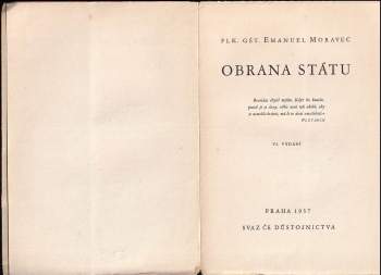 Emanuel Moravec: Obrana státu