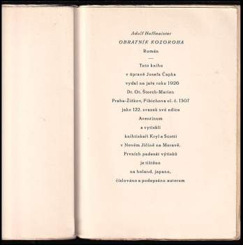 Adolf Hoffmeister: Obratník Kozoroha