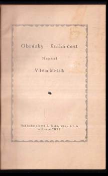 Vilém Mrštík: Obrázky ; Kniha cest