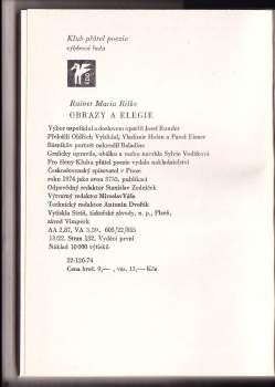 Rainer Maria Rilke: Obrazy a elegie