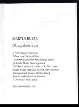 Martin Buber: Obrazy dobra a zla