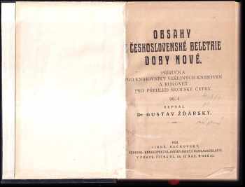 Gustav Žďárský: Obsahy z československé beletrie doby nové