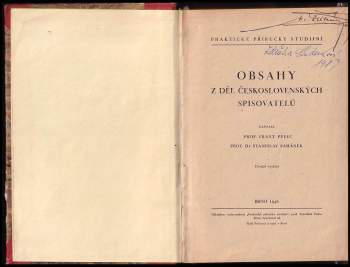 Pulec František: Obsahy z děl československých spisovatelů