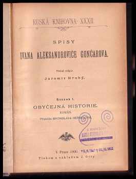 Ivan Aleksandrovič Gončarov: Obyčejná historie, sv. I
