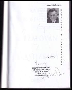 Karel Hoffmann: Obžalován z vlastizrady