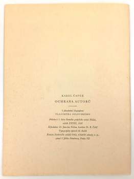 Karel Čapek: Ochrana autorů