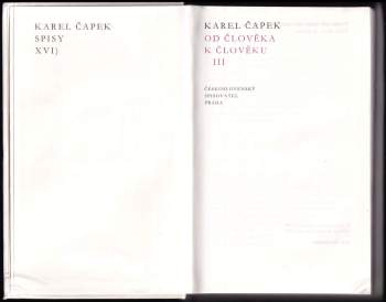 Karel Čapek: Od člověka k člověku