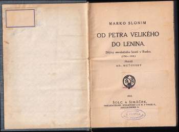 Mark L'vovič Slonim: Od Petra Velikého do Lenina
