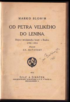 Mark L'vovič Slonim: Od Petra Velikého do Lenina